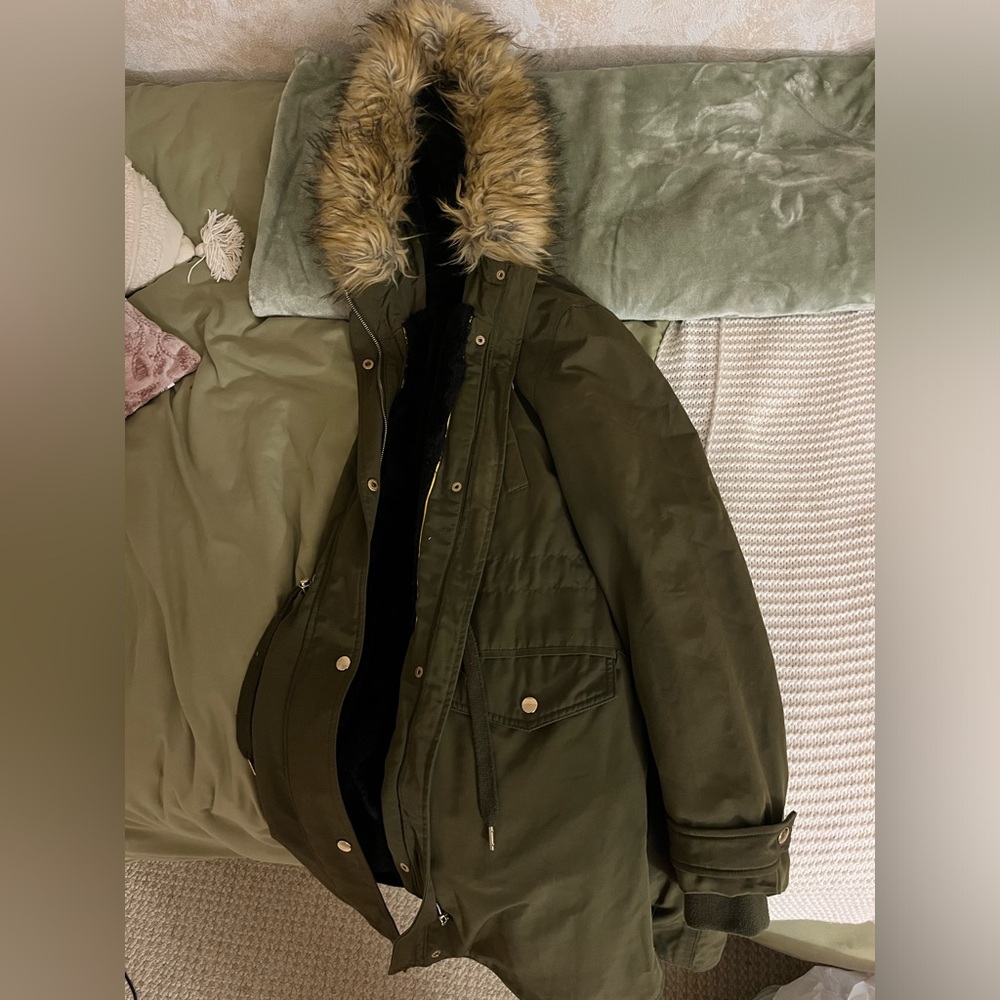 Women’s long green winter jacket